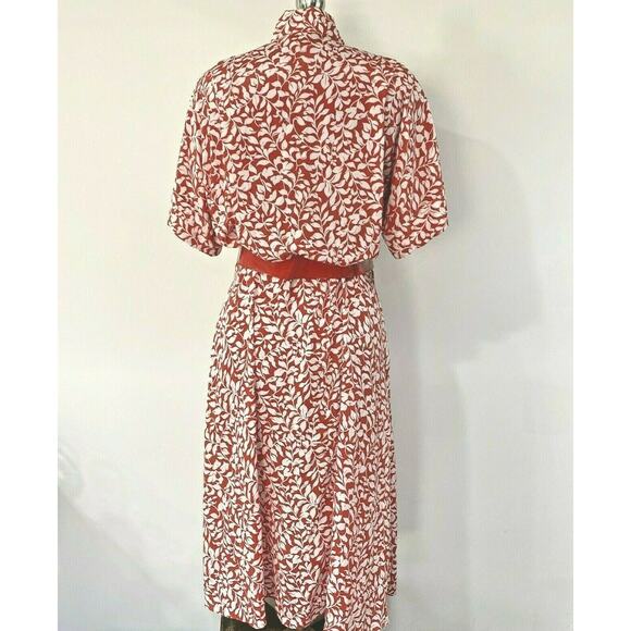 Vintage 1980 red & white true wrap dress short sleeves & patent belt retro chic - Picture 6 of 8